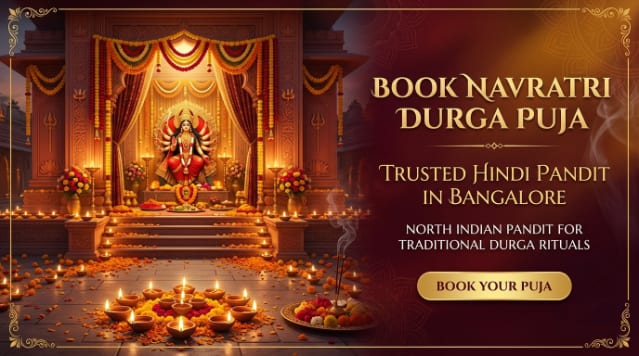 Durga Puja ritual performed by Hindi pandit in Bangalore during Navratri