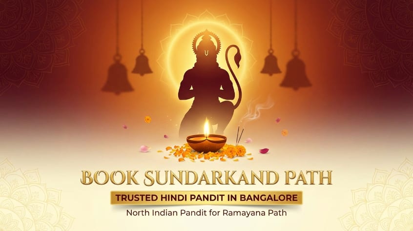 Hanuman altar for Sundarkand Path with Hindi pandit in Bangalore